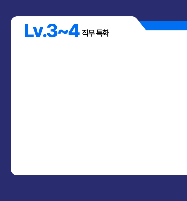 Lv.3~4 직무특화 AI 과정 목록. AI를 활용한 자동차 산업 FMEA 실무(2일 14시간) - DX시대의 품질경영 변화와 FMEA 이해·FMEA 7단계별 AI 적용. ChatGPT를 활용한 현장 위험성평가(2일 14시간) - 위험성평가 실무에 AI 활용 전략·실무 단계별 AI 적용(사전조사→유해위험요인 발굴→위험성 감소 대책 수립→타당성검토 등). ChatGPT를 활용한 데이터 분석과 문제해결(2일 14시간) - AI 활용 데이터 분석 기초·제조 데이터 분석을 통한 품질문제 도출 및 품질 예측모델 구현·다양한 AI 도구와의 연계 활용팁.