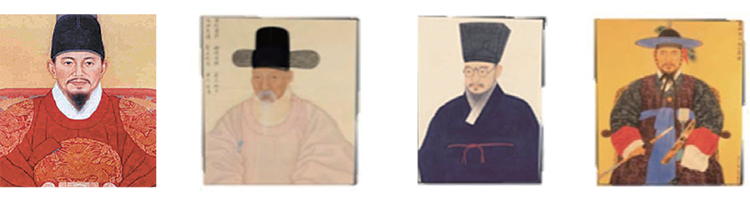 왼쪽부터 정조대왕, 체제공, 정약용, 조심태 사진